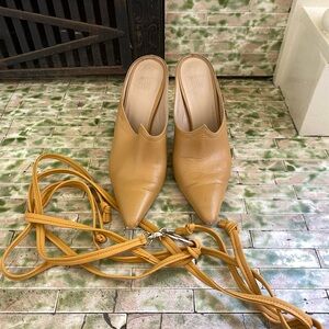 Maryam Nassir Zadeh Pueblo Moria Tan Mules with belt